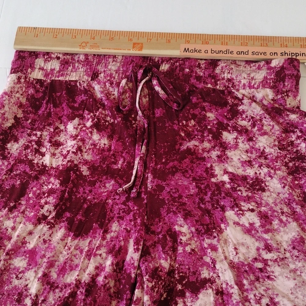 Jenni Pajama Set‎ Women's S Pink Tie Dye Long Sleeve Notch Collar Soft Lounge